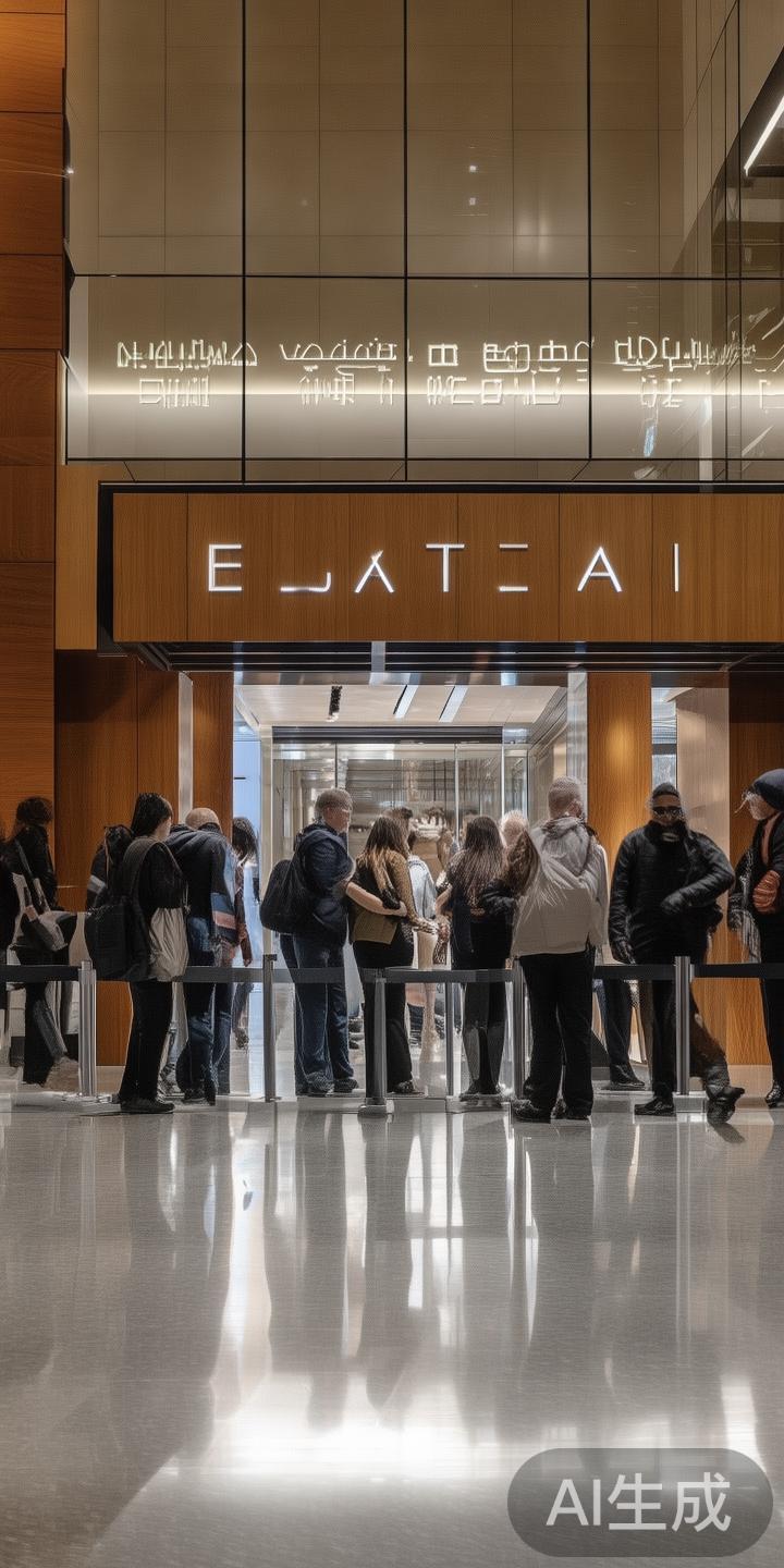 开门后，顾客会依次通过安检区域。请配合安检人员，遵